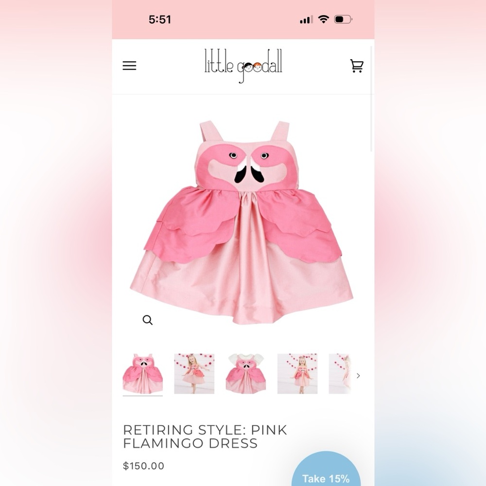Little Goodall Pink Flamingo Dress NWT size 6. Retired style